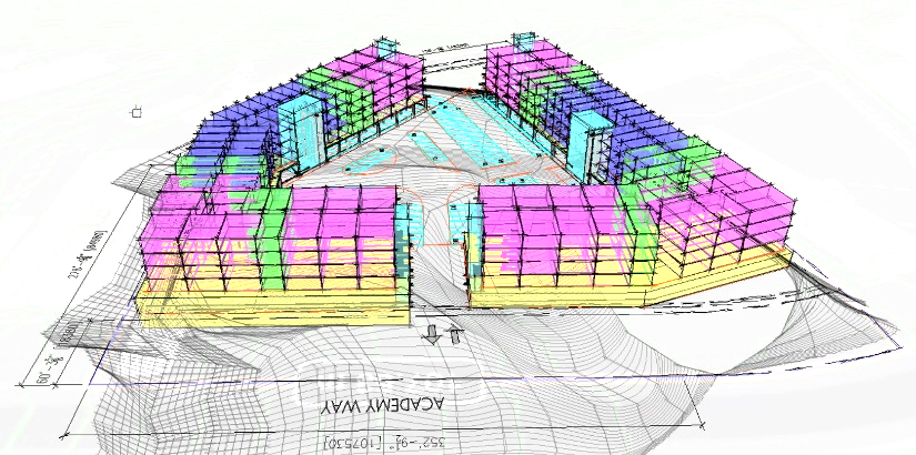 Academy Way schematic massing study