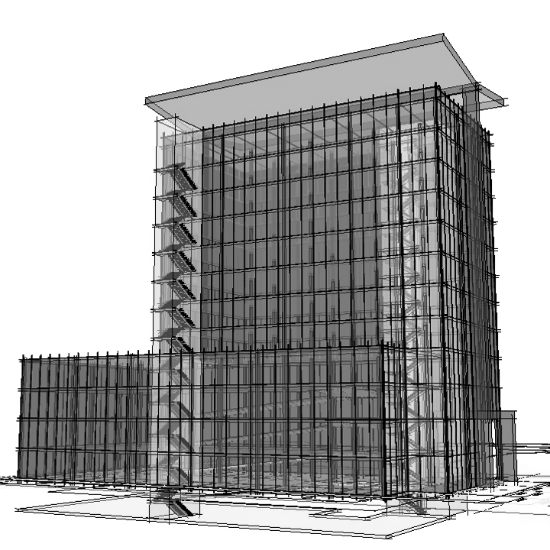 Hotel concept schematic massing study